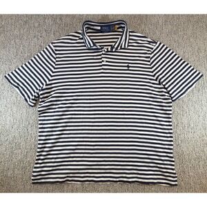 Polo Ralph Lauren Polo Shirt Men XXL Navy Blue White Striped Classic Fit SS